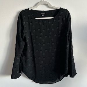 Ann Taylor - Polka Dot Black Bell Sleeve Long Sleeve Blouse Top Shirt | XS (NWT)